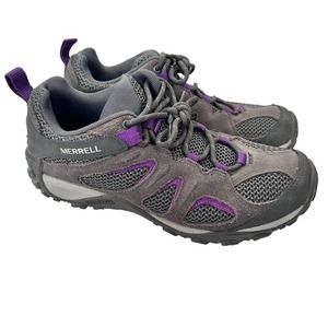 Merrell Yokota 2 Grey Purple Suede Low Top Hiking Shoes Sneakers Sz 8